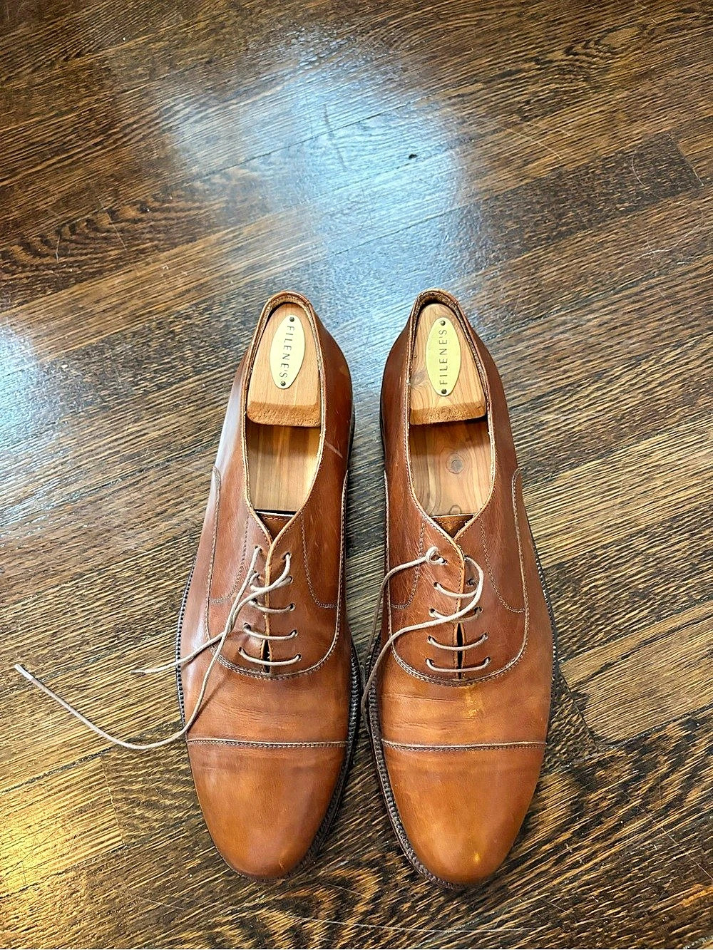 Vintage 1980s Men’s Gucci tan leather Oxford dress shoes size 11.5